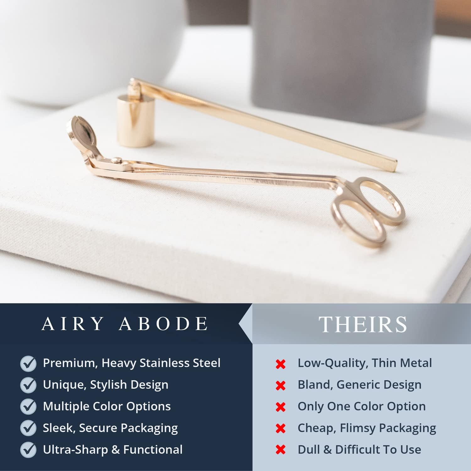 Airy Abode Candle Wick Trimmer and Candle Snuffer Accessory Set – Pick Your Color