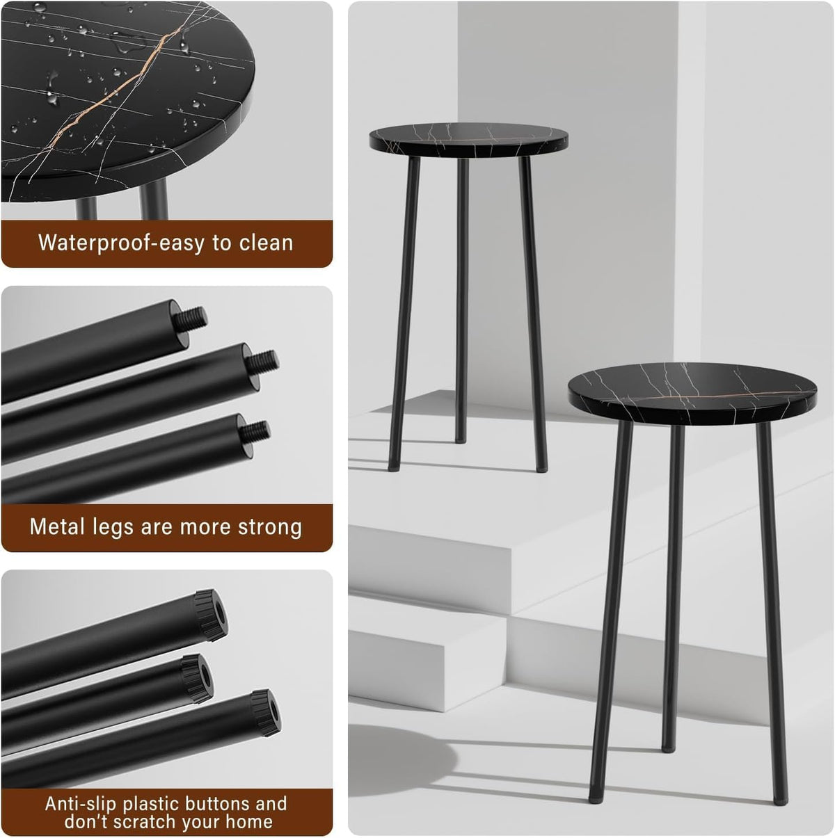 Plant Stand Indoor 2 Pack: Tall Plant Stand 20 Inch Convertible Multi-purpose Flowers Holder - Small Round Side End