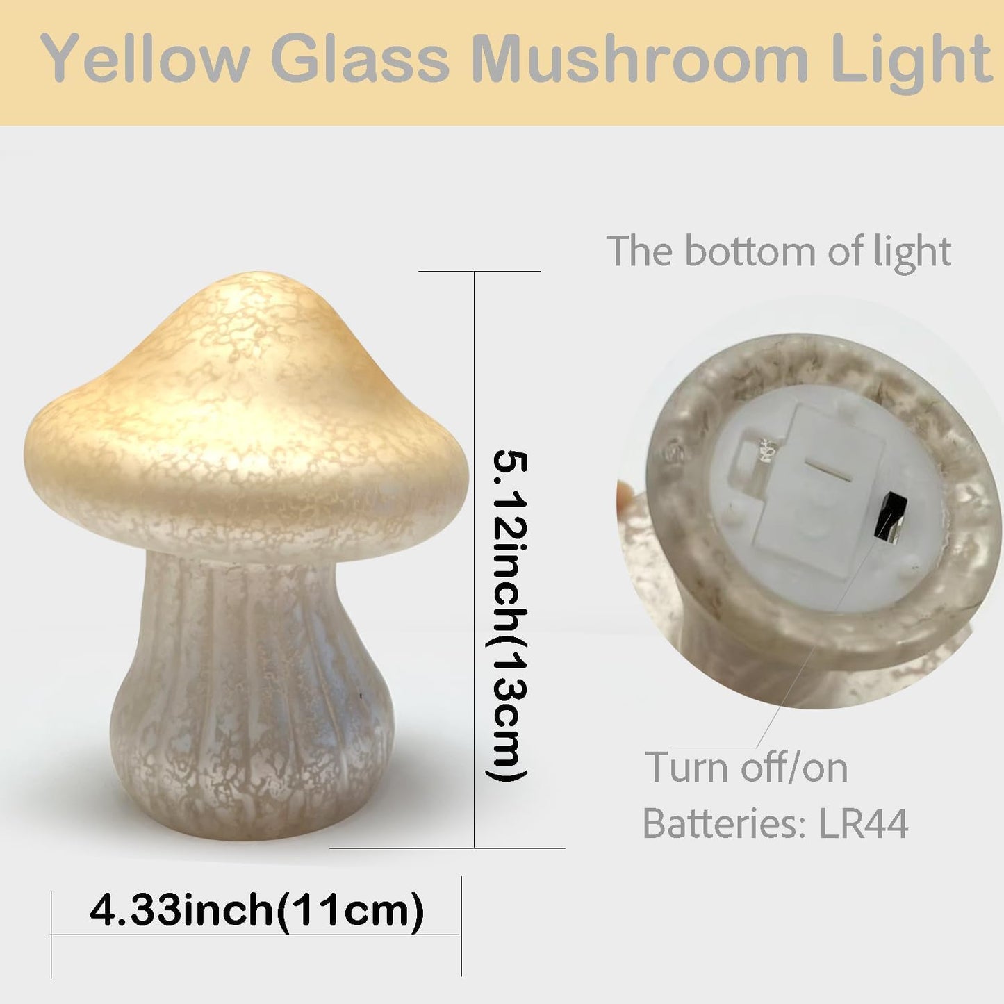 Glass Small Mushroom Table Lamp / Yellow