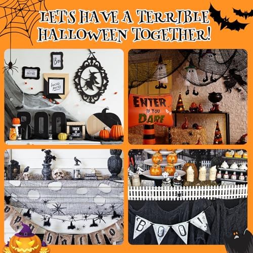 AROIC 9 Pack Halloween Decorations, 30 x 72 Inch Black Spooky Creepy Cloth