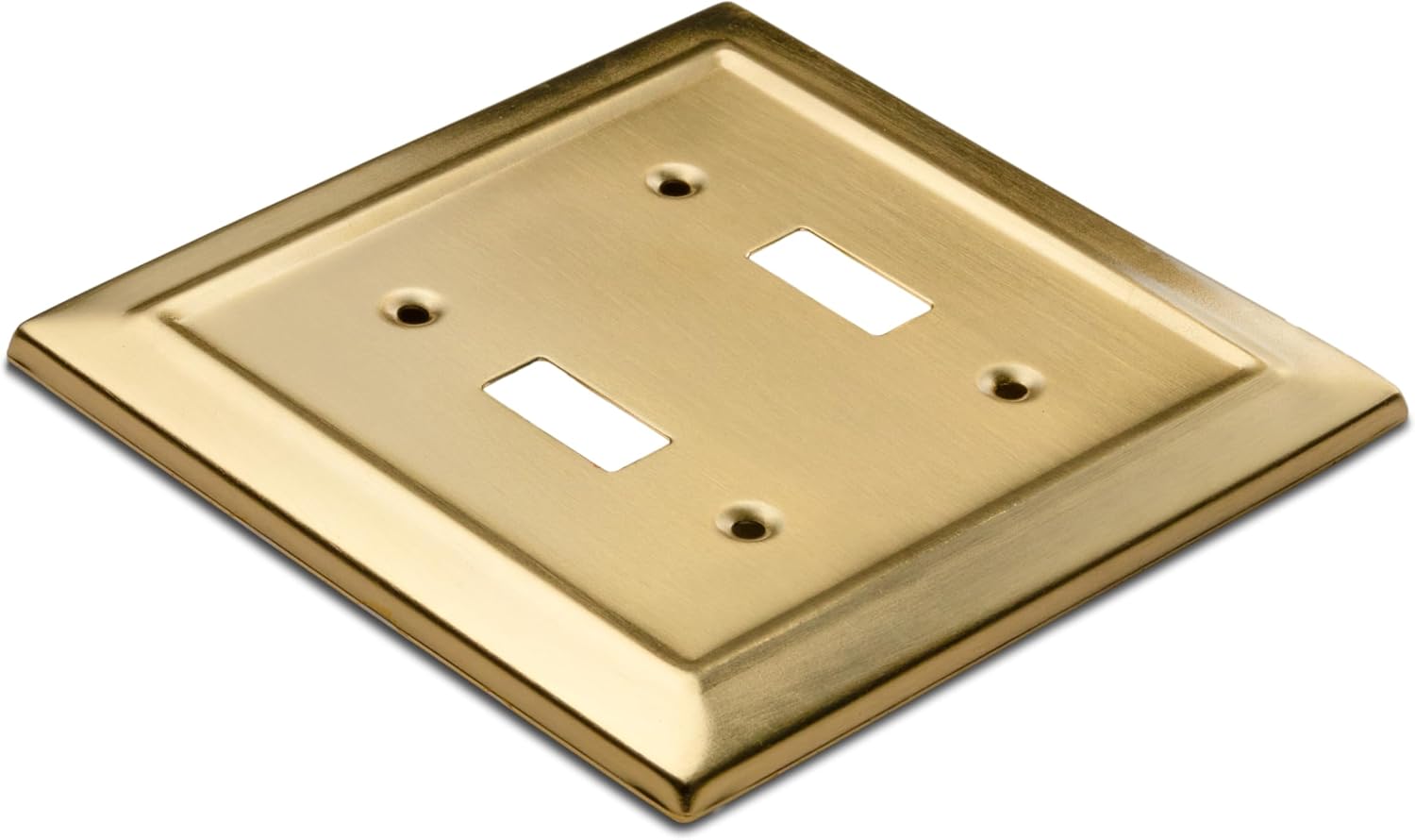 Monarch Abode Toggle Light Switch Cover Plate – 2-Gang Brushed Gold Outlet Covers, Architectural Decorative Outlet