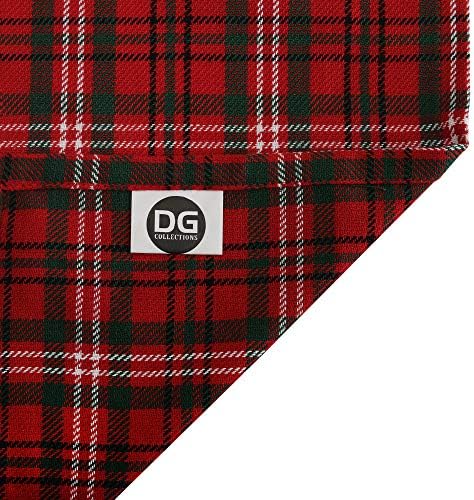 DG Collections Dinner Napkins, 100% Cotton Over Sized Kitchen Napkins, Set of 12 Pack (19 x 19 Inch) Red & Green Plaid for Christmas and Thanksgiving with Mitered Corner and Lint Free