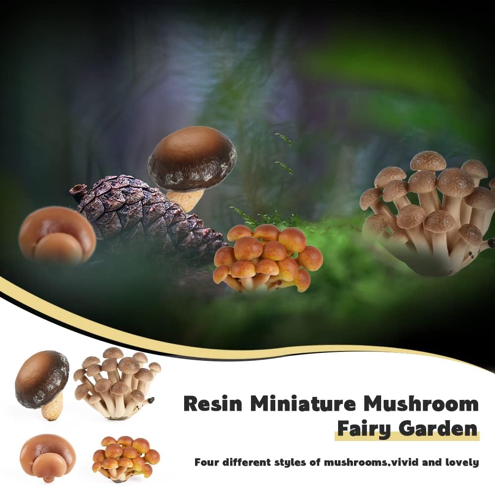 Miniature Mushroom Figurine / Natural / Set of 4
