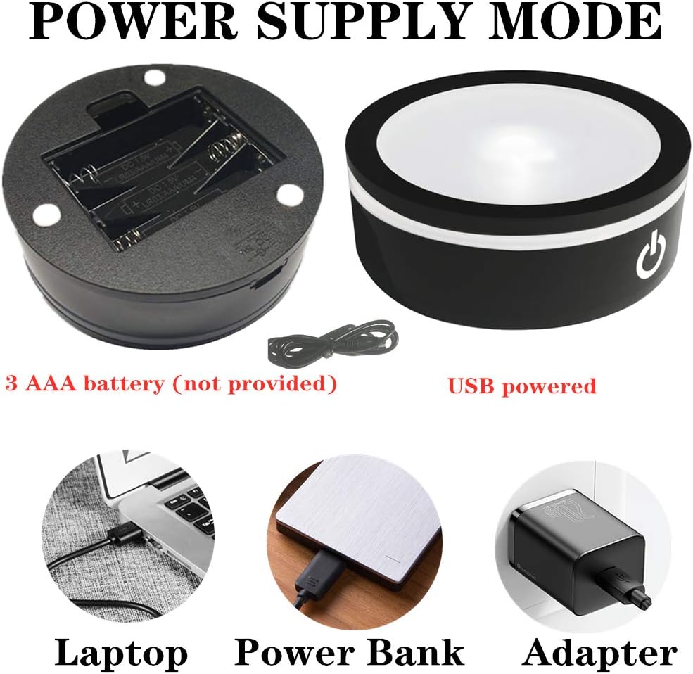 LED Light Base Non-slip Round Display Stand In A Variety of Colors / Silver Flat Base