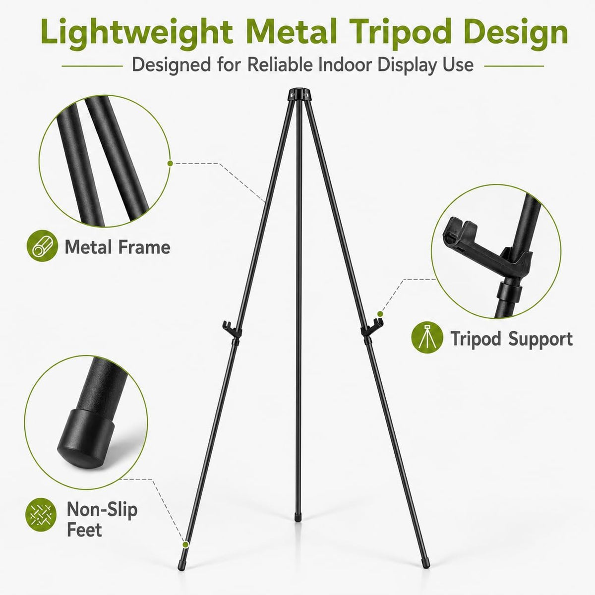 3 Pack Easel Stand for Sign, 63 Inch Portable Display Easel Stand, Black Metal Floor Easel for Wedding Welcome Sign