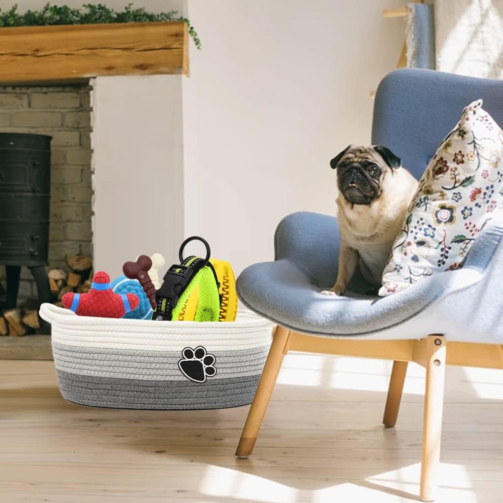 Small Woven Baskets for Organizing Rope Storage Basket / Grey-white