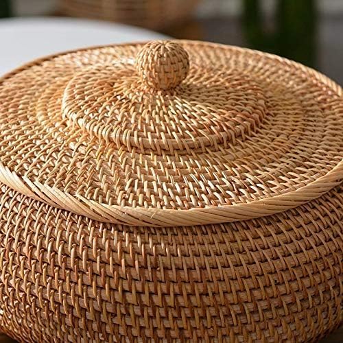 Round Rattan Boxes / 22 x 13 / Cm
