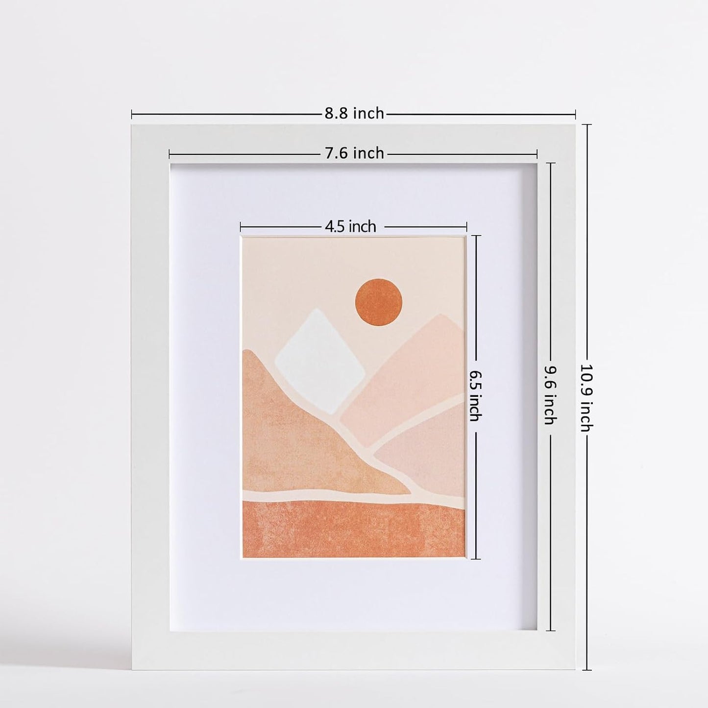 eletecpro 8x10 Picture Frames, Acrylic Cover, White, Set of 10 | Display Photo 5x7 with Mat or 8x10 without, Horizontal