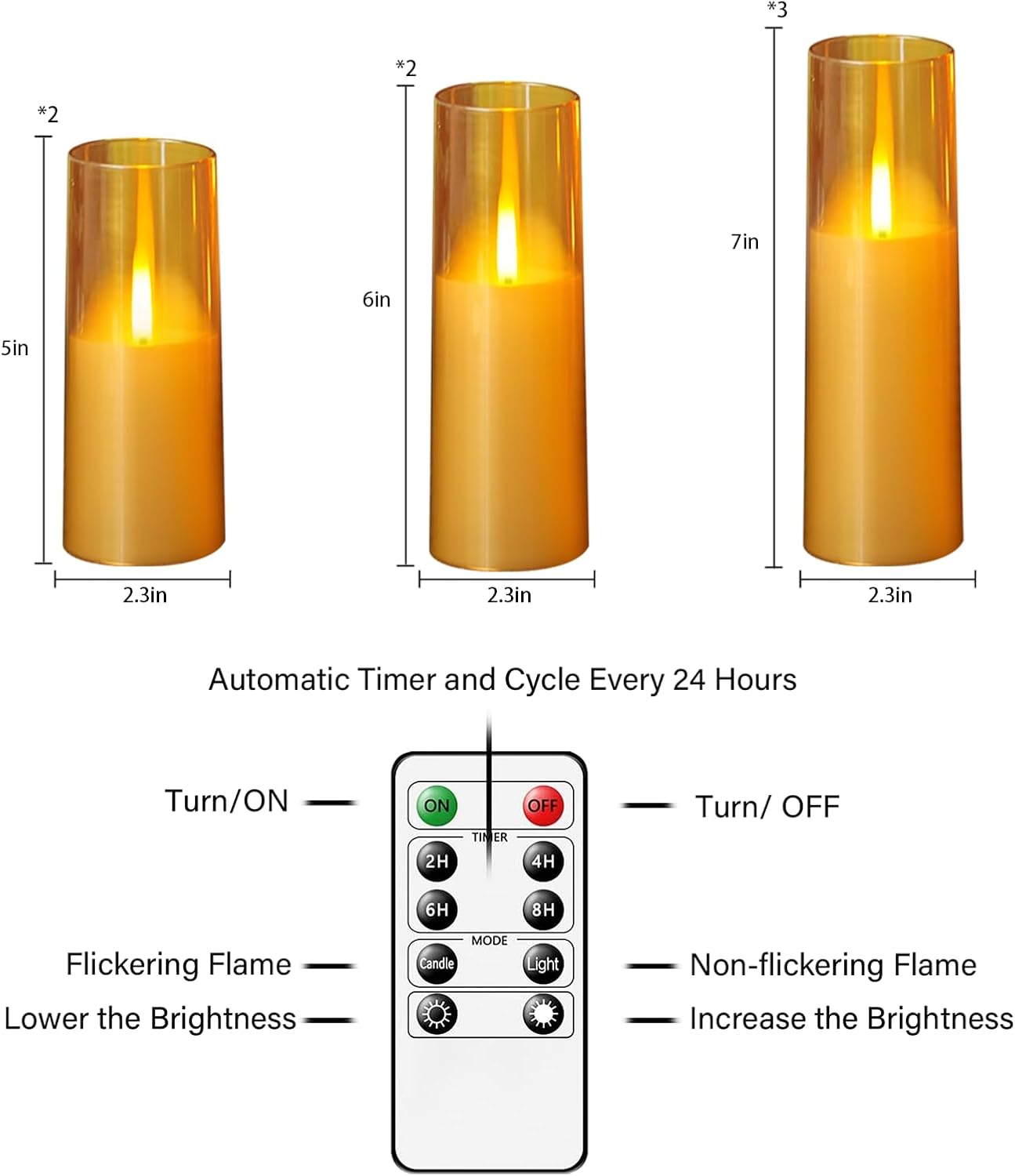 kakoya Flameless LED Candles Upgraded Realistic Flickering Flame,7Pcs Battery Operated Candles with Remote Timers,LED