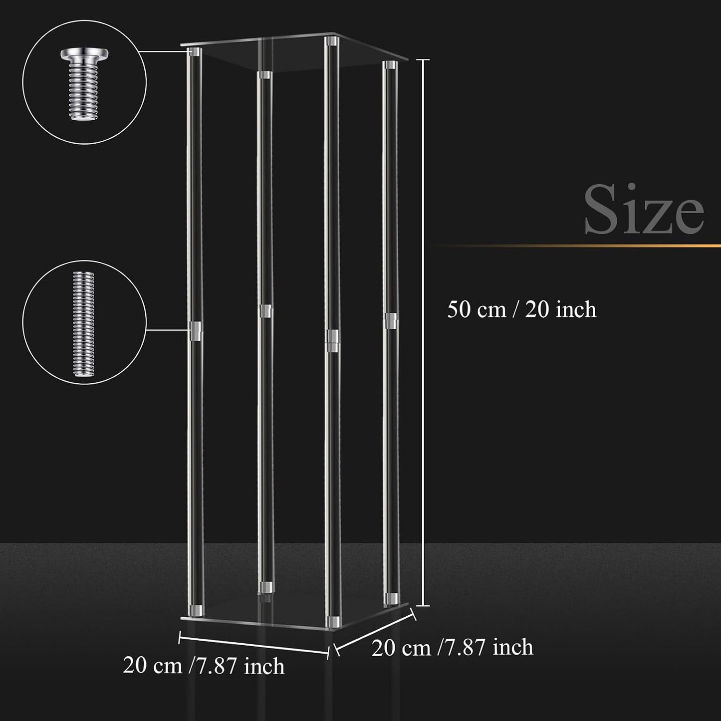 Geetery 6 Pieces Tall Acrylic Vase Wedding Centerpieces Clear Flower Stand Column Geometric Floral Vase Elegant Display