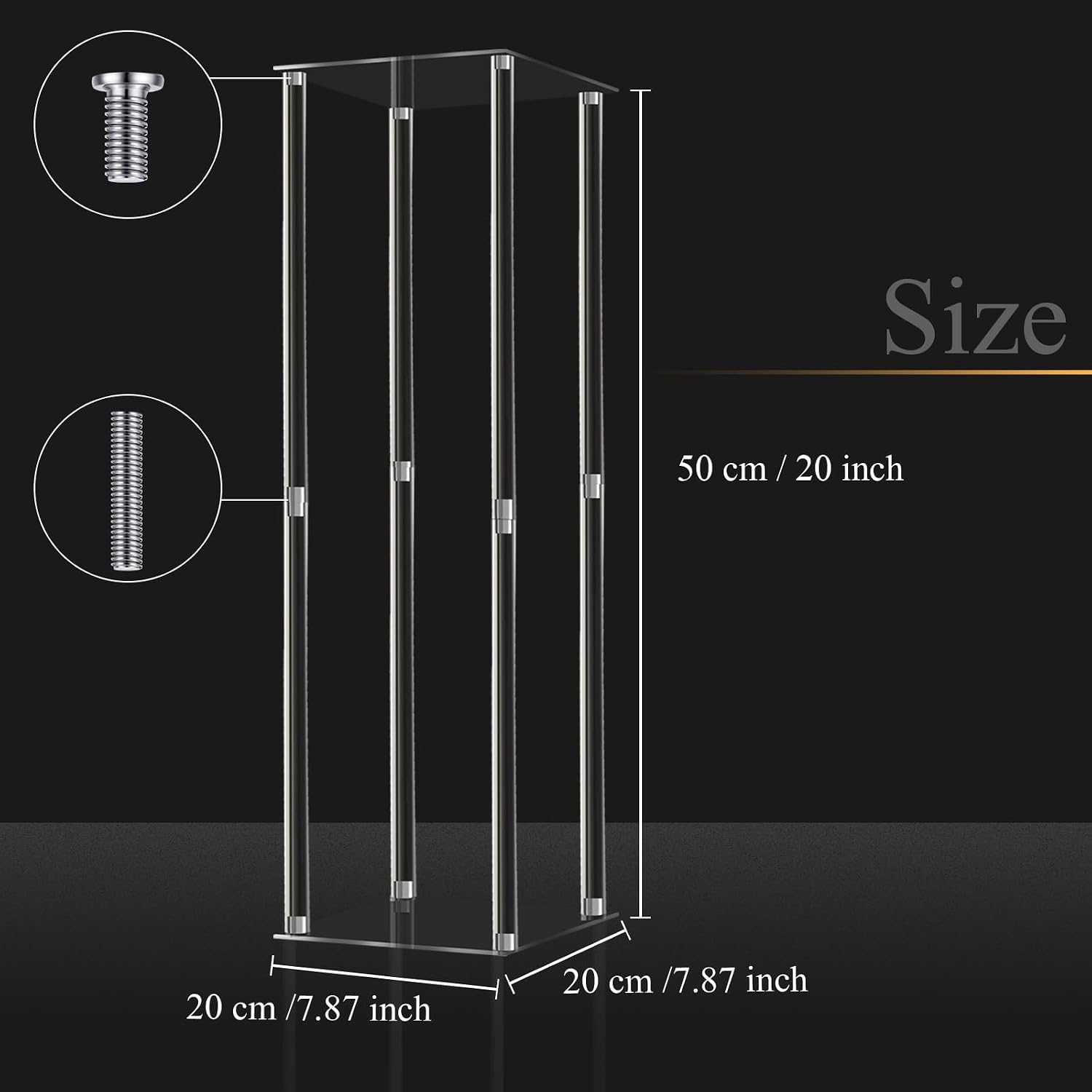 Geetery 6 Pieces Tall Acrylic Vase Wedding Centerpieces Clear Flower Stand Column Geometric Floral Vase Elegant Display