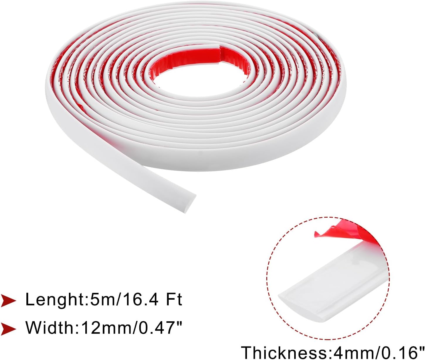 Flexible Wall Molding Trim Waterproof Self-Adhesive Wall Trim for Mirror / 0.5 x 16.4 / Ft / White