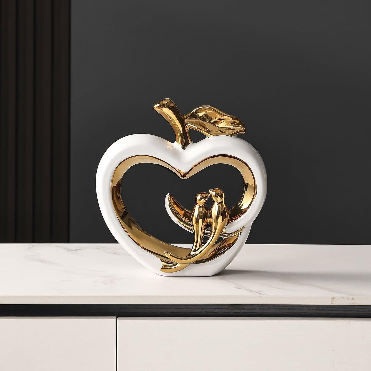 Ceramic Statue Home Decor / White Gold