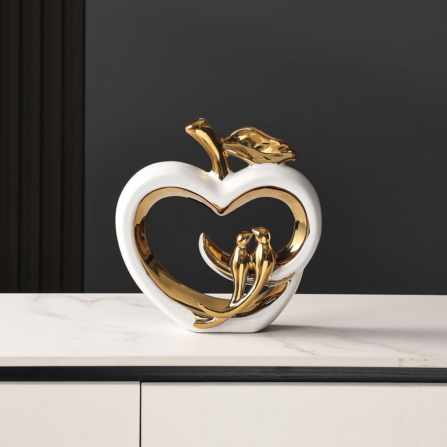 Ceramic Statue Home Decor / White Gold