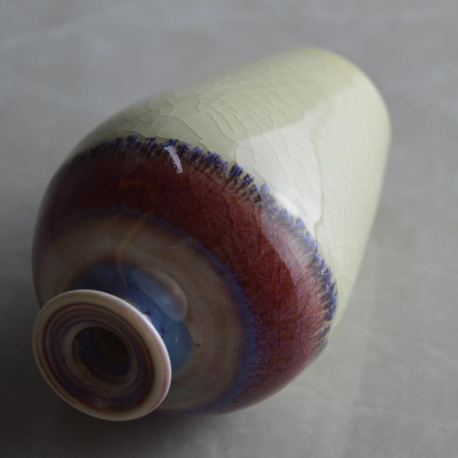 Glazed Porcelain Mini Tiny Vase Ceramic Mini Crackle Ice Pattern for Decoration / Plum, Clay