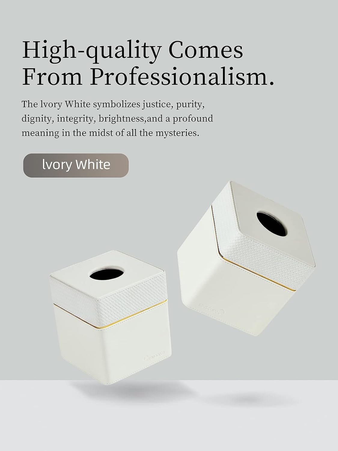 Modern PU Leather Decorative Tissue Cube Holder Organizer-Woven White / 1-woven White