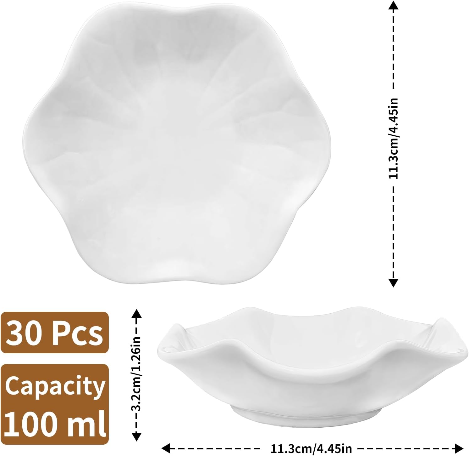 Ceramic Lotus Trinket Tray 4.5" Wedding Favor Bridesmaid Gift / White / Set of 30