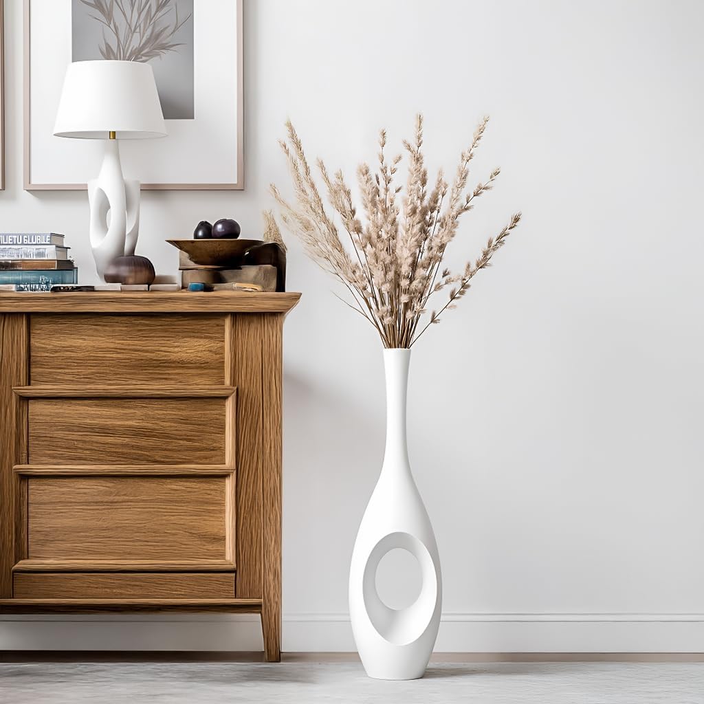 Modern Tall Decorative Vases / White / 23.6in
