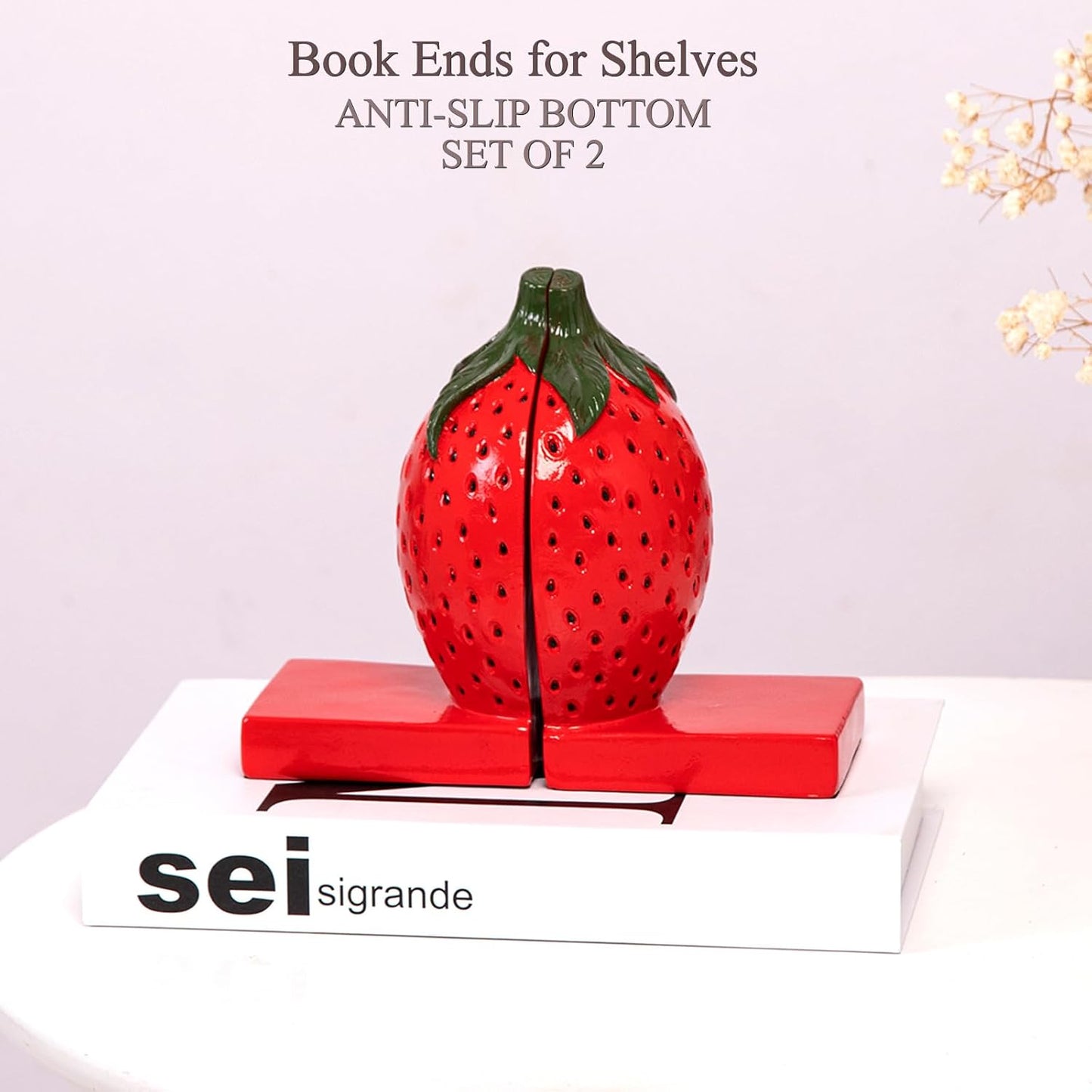 Resin Book Ends / Strawberry Decorative Bookends