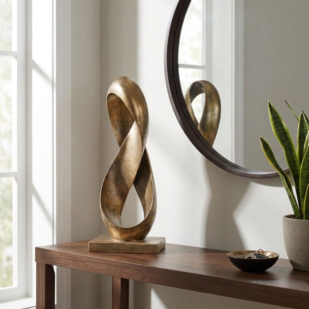 Modern Resin Infinity Loop Statue / Antique Bronze