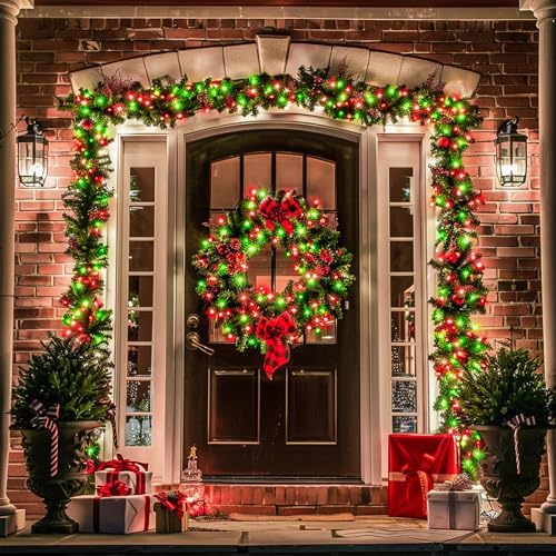 JMEXSUSS 200 LED Red White and Green Christmas Lights Outdoor