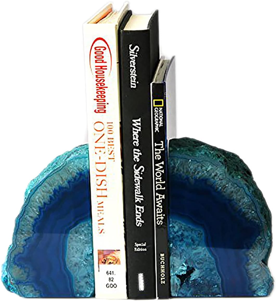 Bookends Agate Decorative Book Ends / Dyed Teal / 3-4LBS