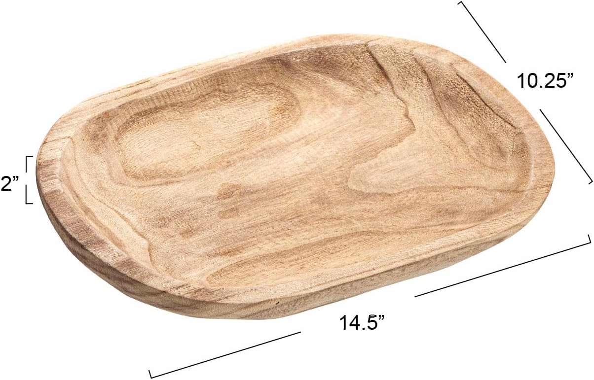Hand-Carved Paulownia Wood Bowl / Charred Finish / Natural