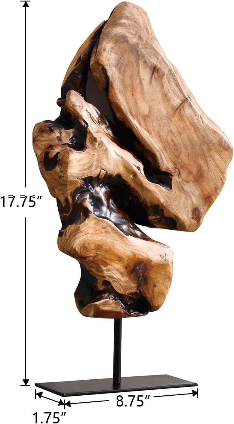 Irregular Cedar Wood Sculpture 8.75" W x 1.75" D x 17.75" H Edge Tabletop Statues / Large / Natural