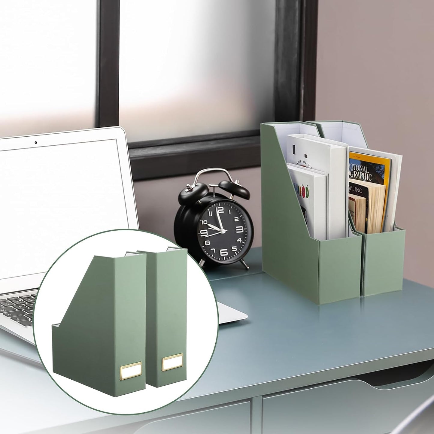 Feifeiya Magazine Holder Set of 6 Sturdy Cardboard Magazine File BOY7116 Beautiful Desk Book Organizer and Storage Box