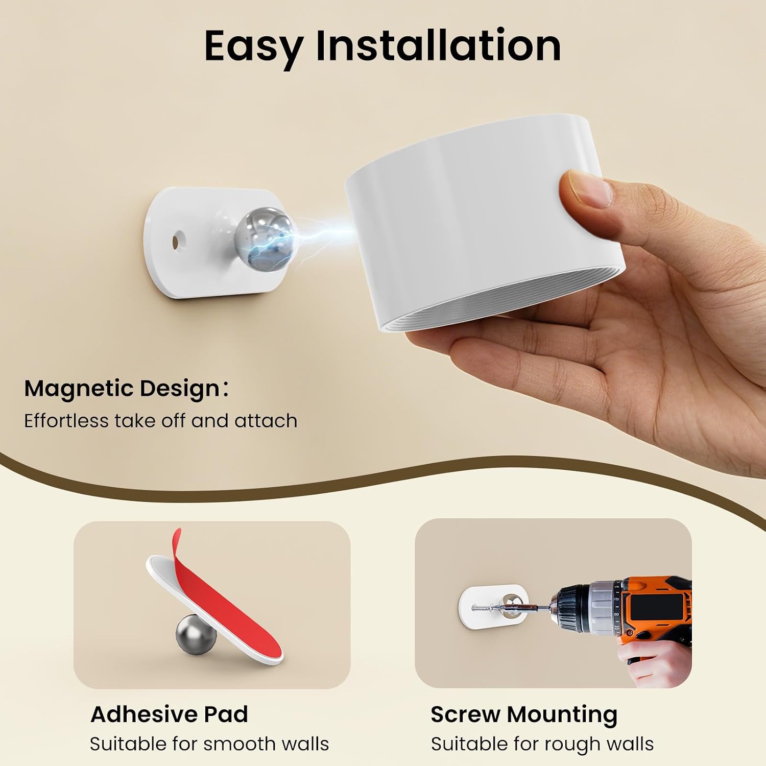 Koopala LED Wall Sconces, Wall Mounted Lamps with Rechargeable Battery Operated Dim 3 Brightness Removable Charging