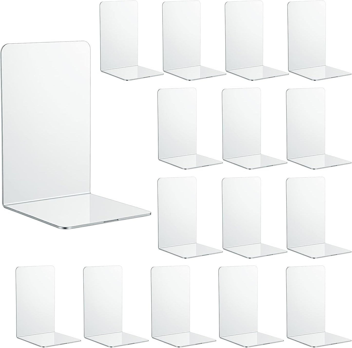 Acrylic Bookends / Invisible Book Organizer & Holder / Clear / Set of 16