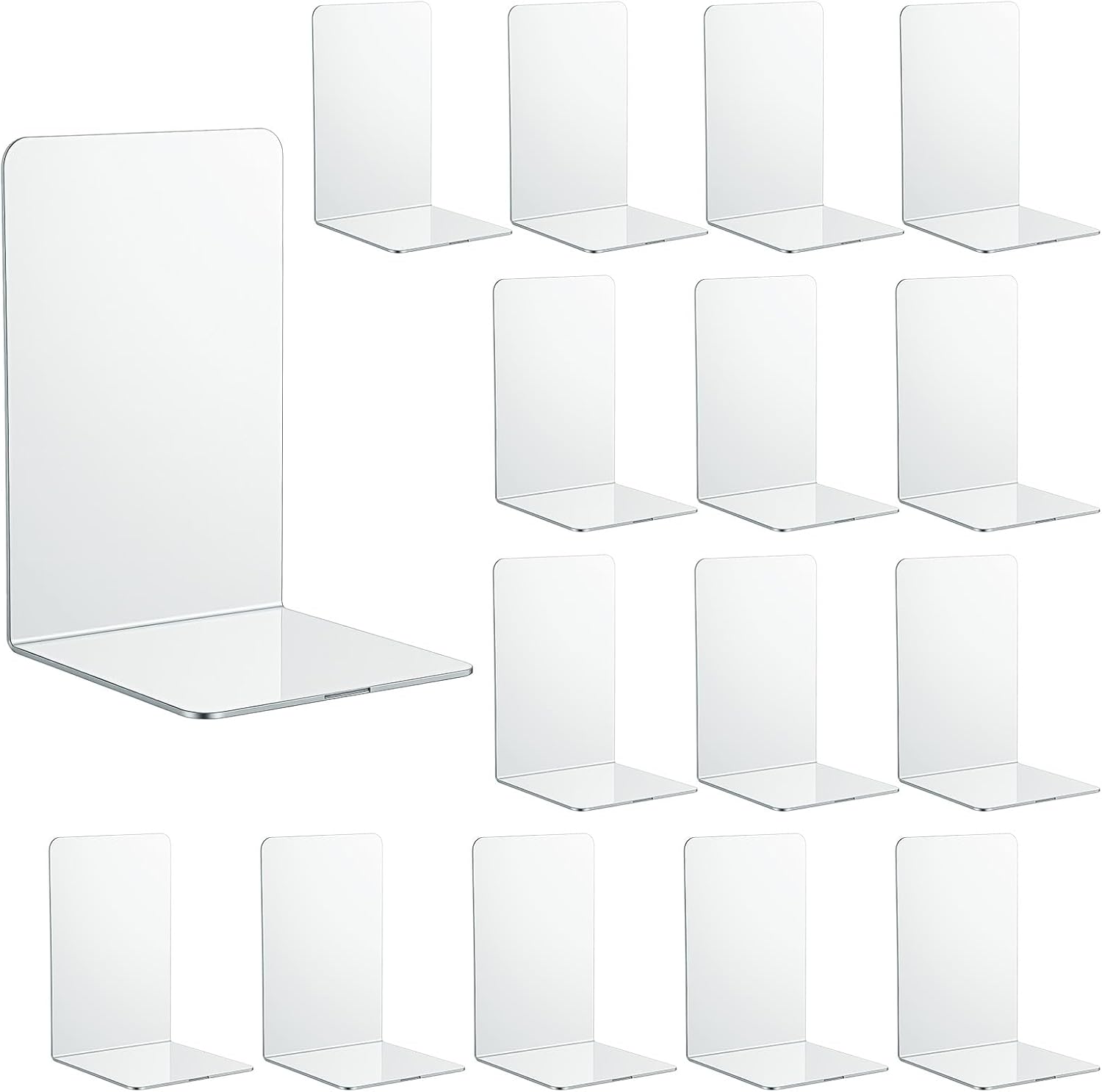 Acrylic Bookends / Invisible Book Organizer & Holder / Clear / Set of 16