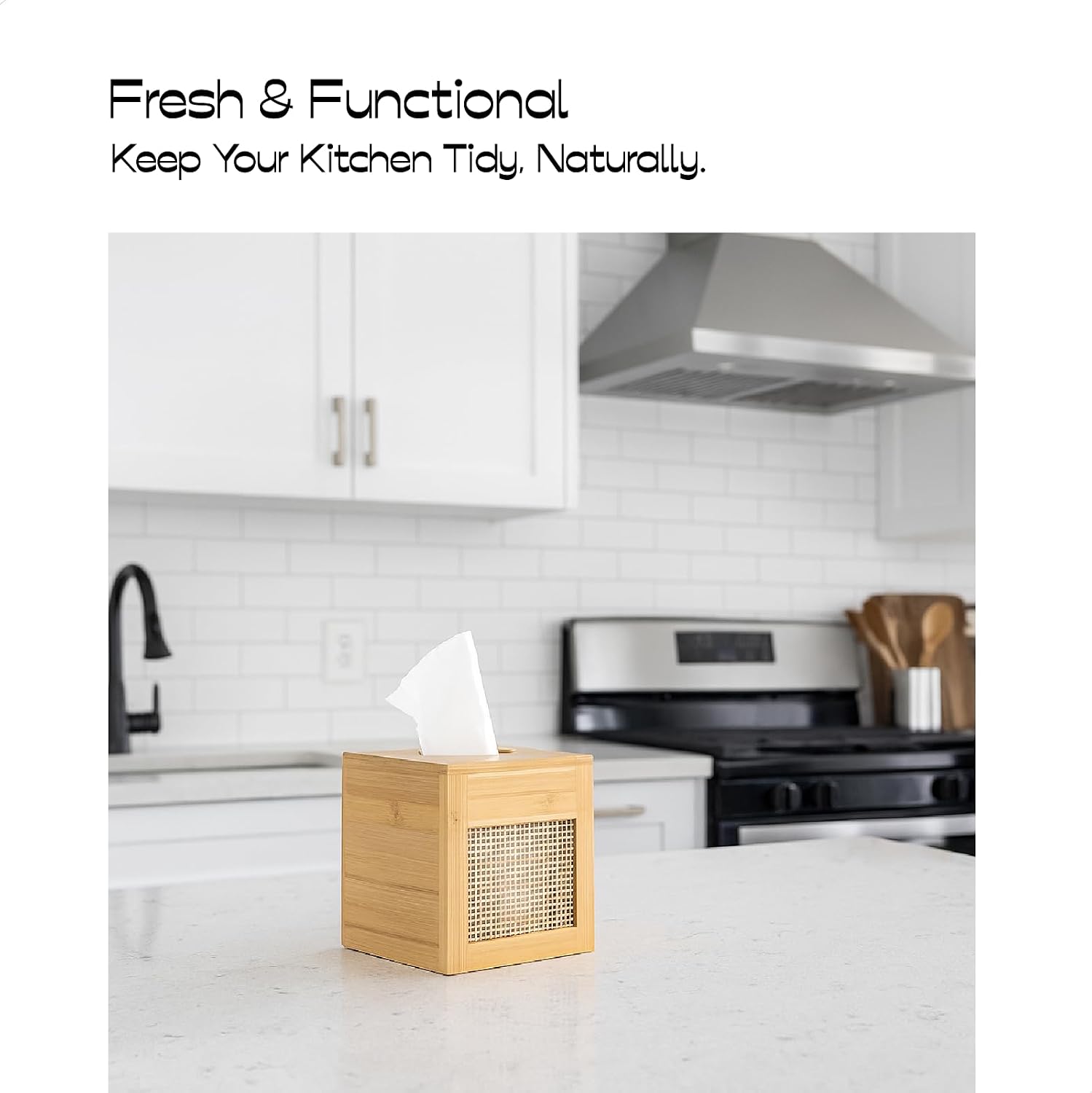 Natural Rattan Tissue Holder / Natural Square