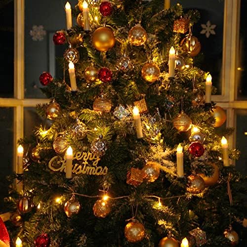 Raycare 20 Pcs Flickering Candles for Christmas Tree, Remote Christmas Tree Candles with Remote and Timer