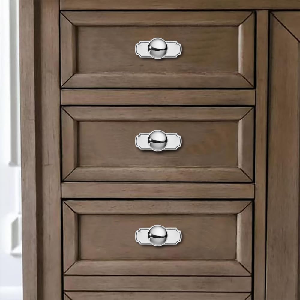 10 Pack 1-1/4 inch Backplate for Cabinet Knobs Polished Chrome Drawer Knobs Cabinet Hardware Vintage Aged Knobs with