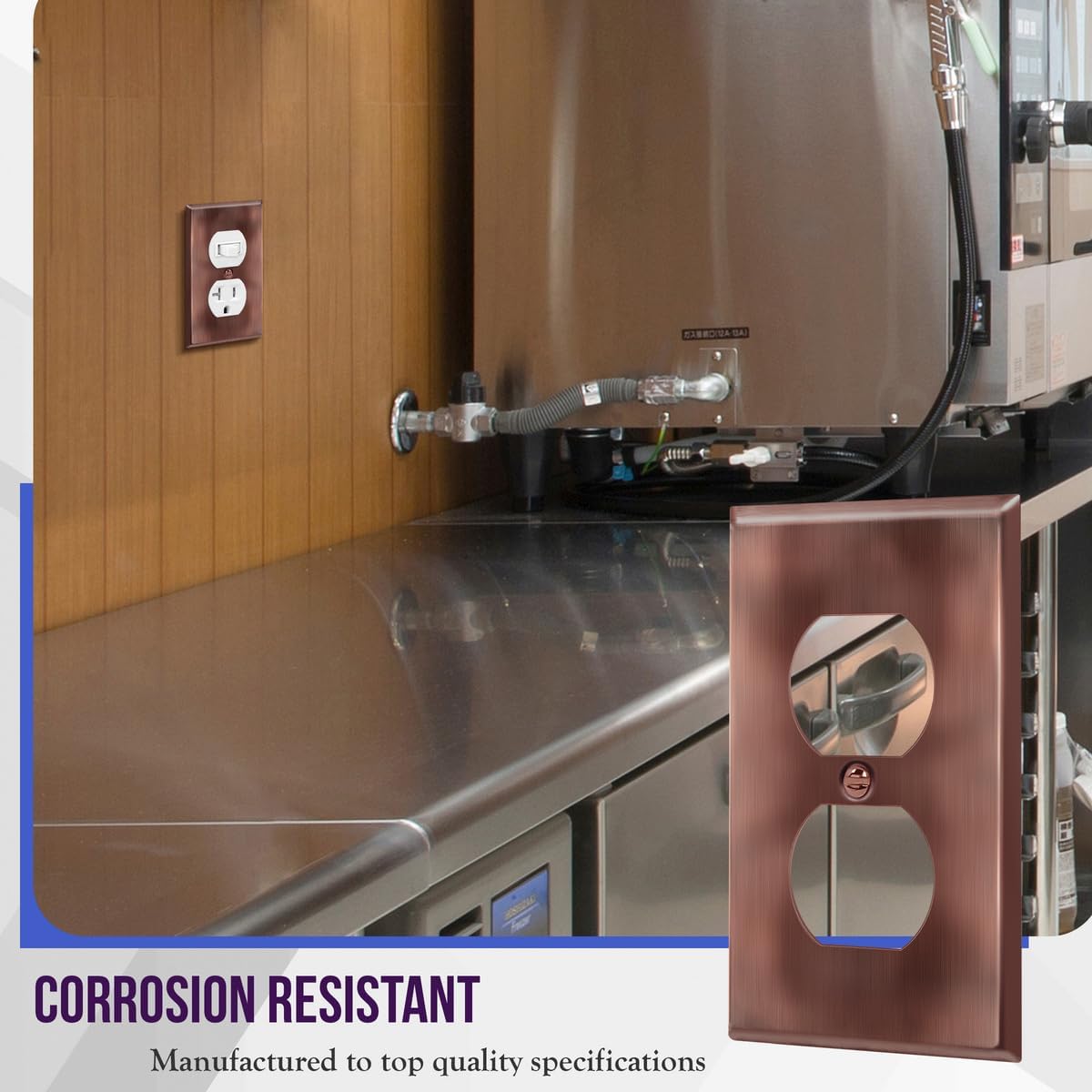 ENERLITES Duplex Receptacle Outlet Metal Wall Plate, Stainless Steel Outlet Cover, Corrosion Resistant, Standard Size