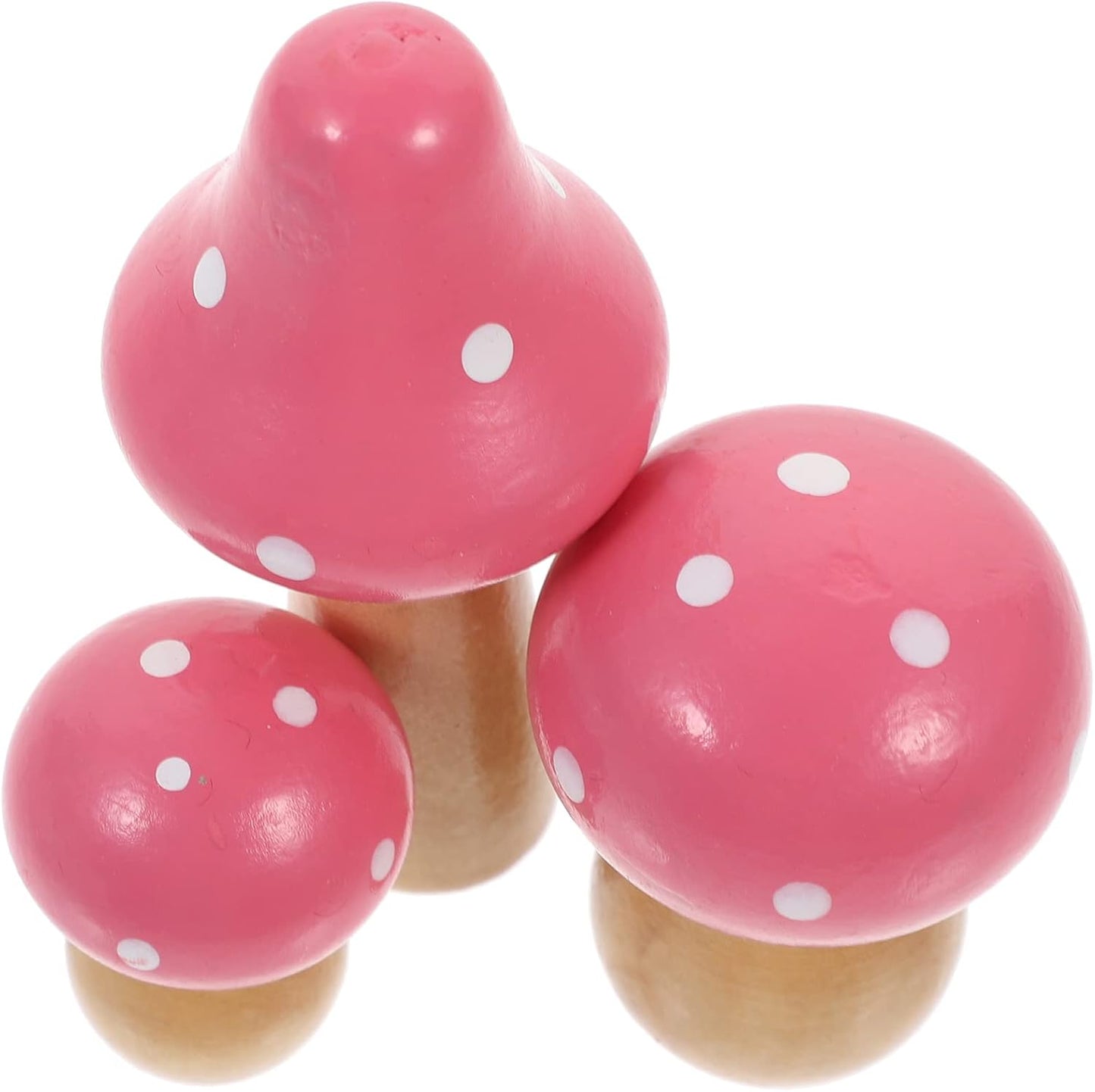 Mushroom Miniature Figurines Mini Wooden Mushrooms Fairy Garden Accessories Flower Pots / Set of 3