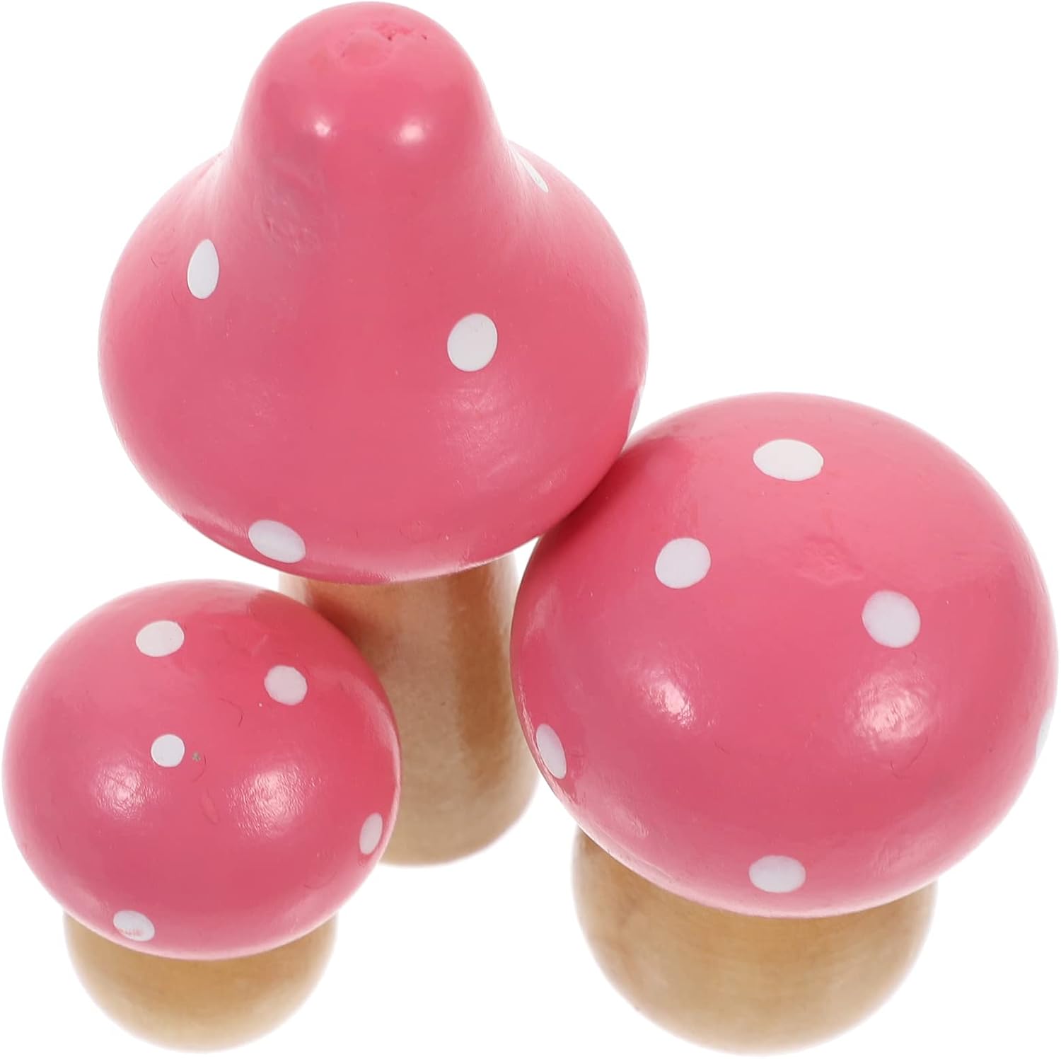 Mushroom Miniature Figurines Mini Wooden Mushrooms Fairy Garden Accessories Flower Pots / Set of 3