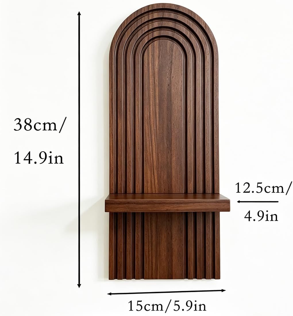 Boho Rattan Wall Floating Shelves / Brown / Set of 2