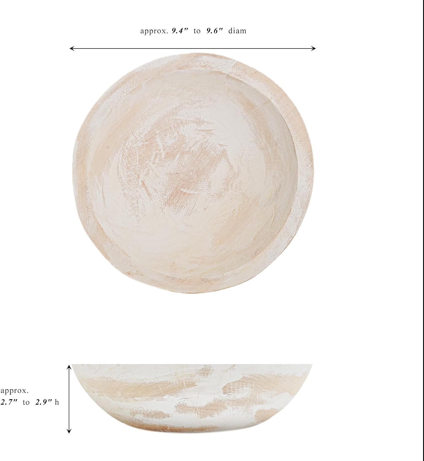 wood dough bowl / Whitewashed