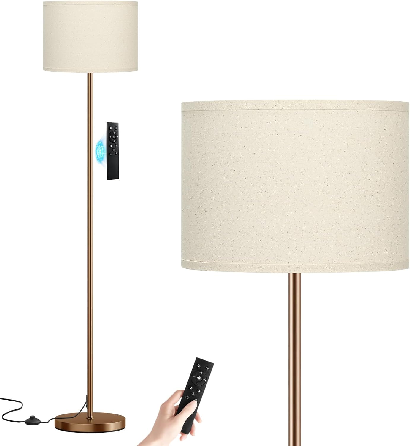 Ambimall Floor Lamps for Living Room with Remote Control and Stepless Dimmable Colors Temperature & Brightness, 9W Bulb