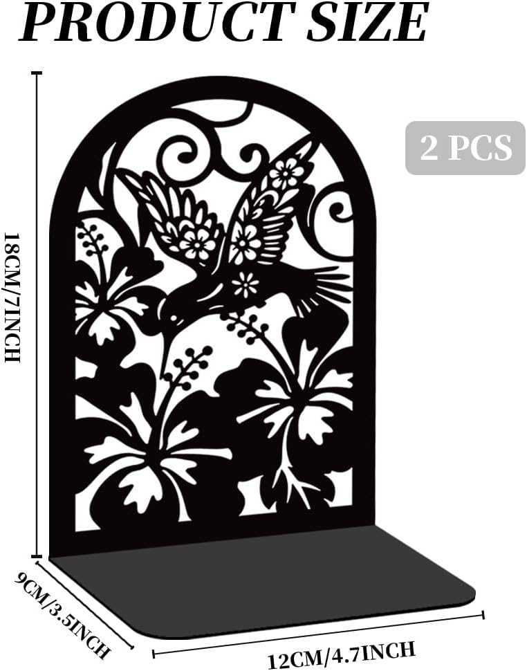 Metal Bookends / Book Ends for Heavy Books / Hummingbird
