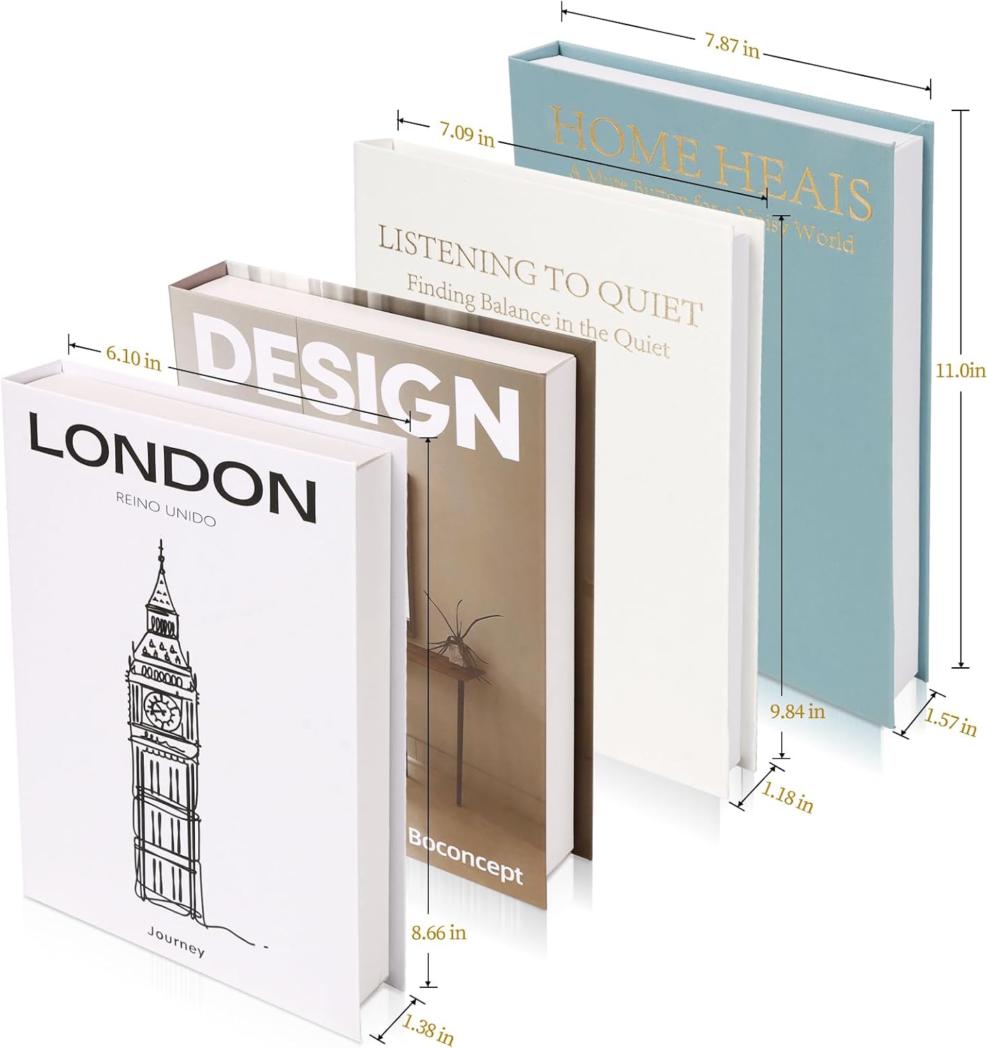Faux Decorative Books / Light Blue-beige-taupe-white / Set of 4