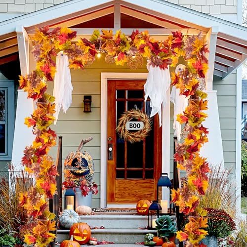 Fall Maple Leaf Garland, Yellow, 2PCS, 11.8FT