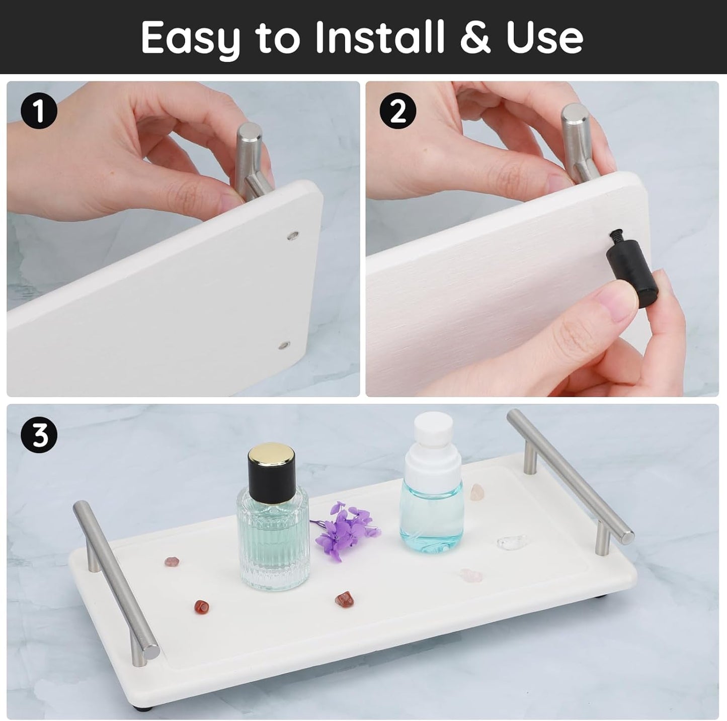 Countertop Organizer / in Quick Dry Stone Sink Tray / White-silver / 12.2 x 5.9 x 2.5
