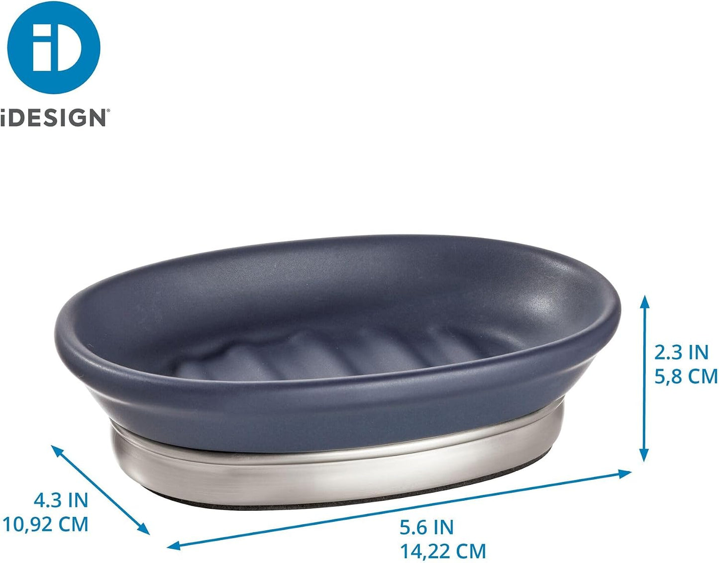 Ceramic and Steel Bar Holder / Soap Dish / Navy