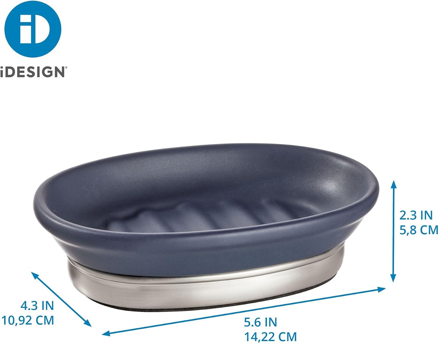Ceramic and Steel Bar Holder / Soap Dish / Navy