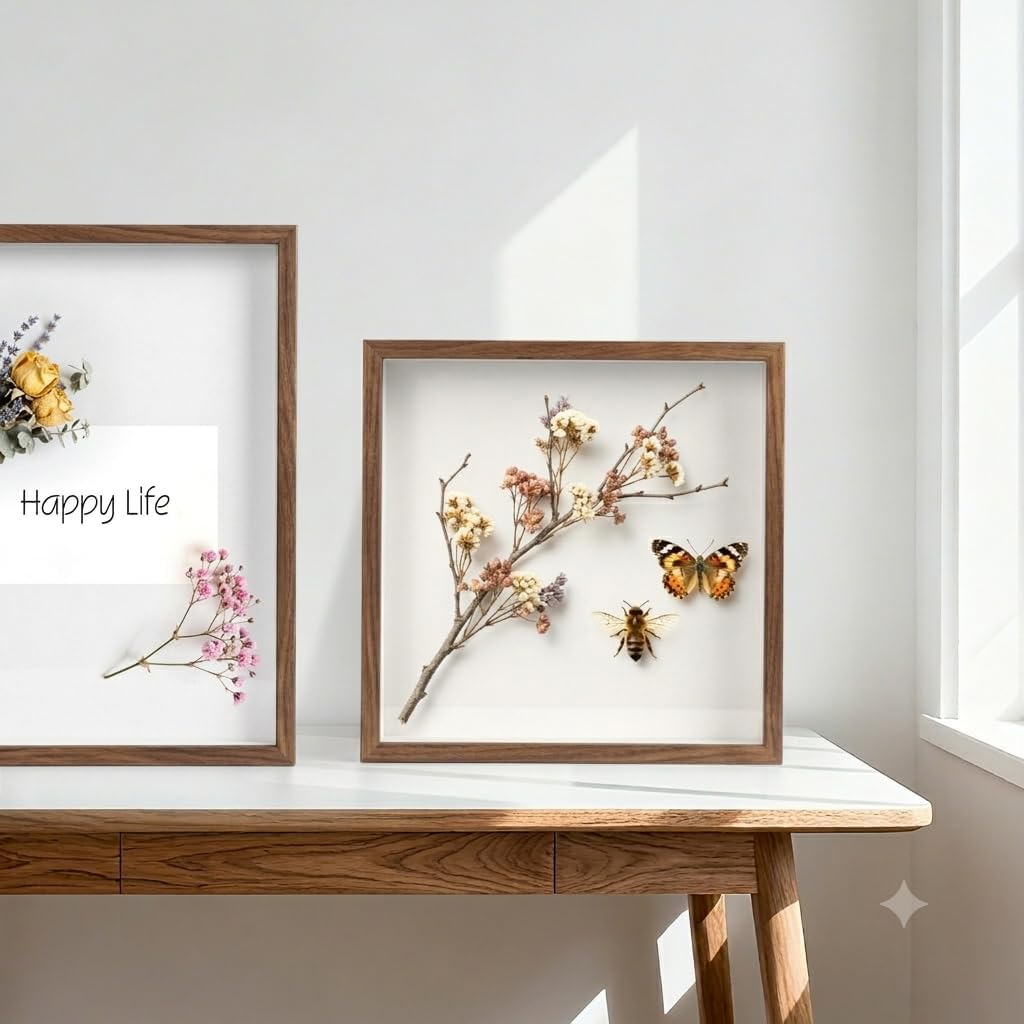 6 Pcs Shadow Box Frame 8x10 - 1.2" Deep Frame Display Case Walnut