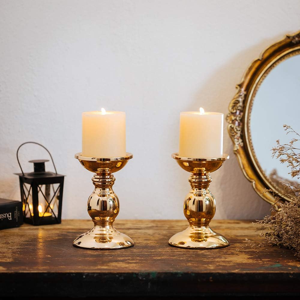 Nuptio Pillar Candle Holders, Wedding Centerpieces Metal Candle Holder Candles Stand Decoration Ideal for Weddings