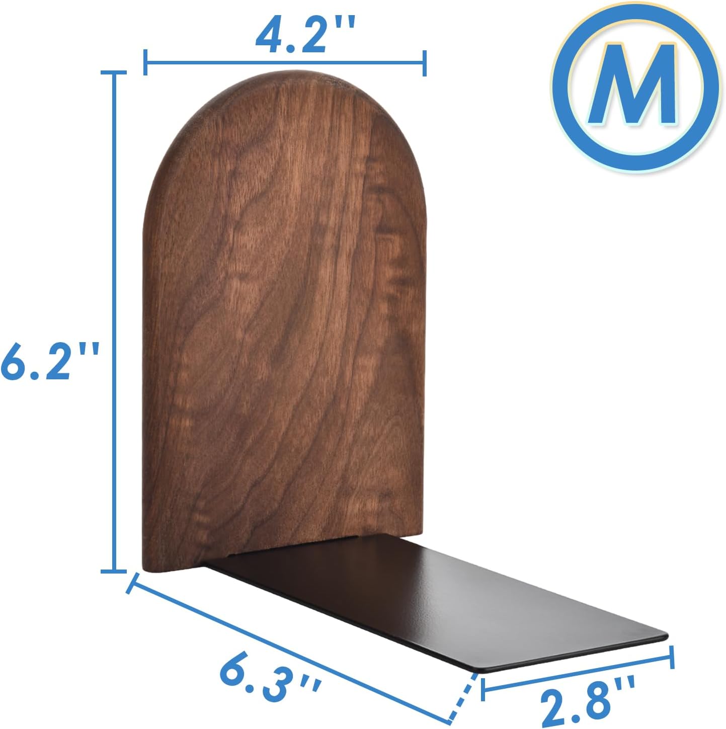 Sturdy Wooden Bookends / Black Walnut / Medium
